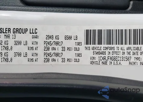 2014 Jeep Grand Cherokee Laredo z USA, uszkodzony, nr VIN 1C4RJFAG6EC131507